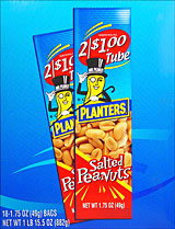 PLANTERS SALTED PEANUTS 18/1.75OZ TUBES