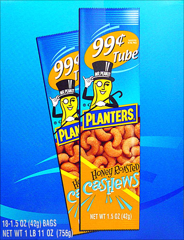 PLANTERS HONEY ROASTED CASHEWS 18/1.5OZ TUBES