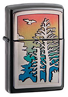 ZIPPO RAINBOW FOREST EMBLEM - BLACK ICE