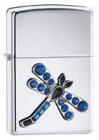 ZIPPO SATIN DRAGONFLY - HIGH POLISH CHROME