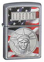 ZIPPO THE FACE OF LIBERTY EMBLEM - SATIN CHROME