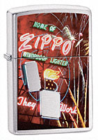 ZIPPO NEON SIGN - BRUSHED CHROME
