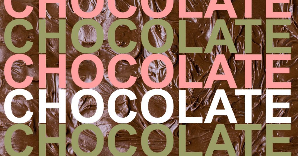 High resolution image of Chocolate with the word Chocolate in pink, green and white
