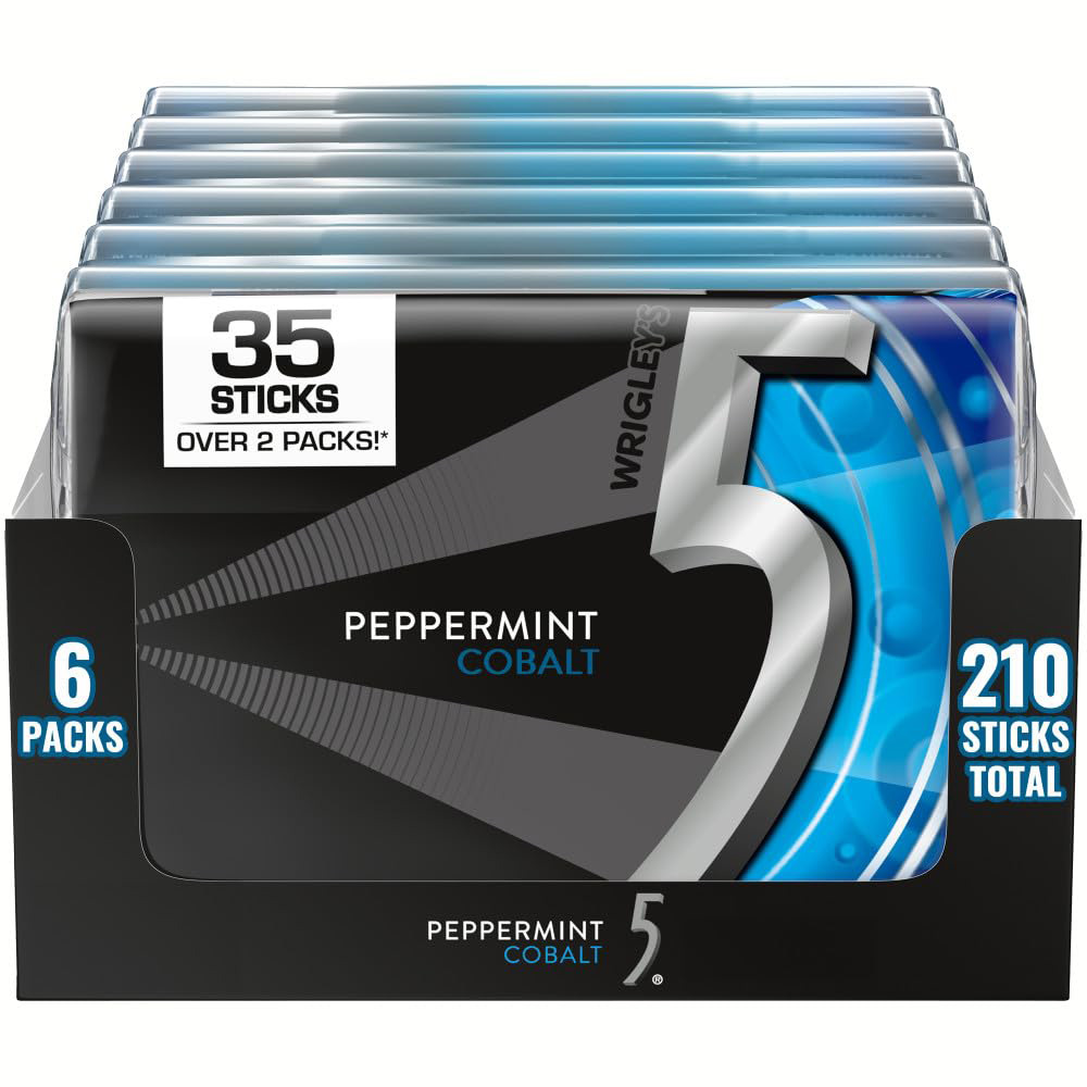 5 Gum Peppermint Cobalt Sugar Free Chewing Gum, 35 Sticks, 6 Pack