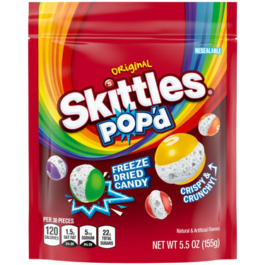Skittles Freeze Dried Popd Original 5.5oz Bag Expires July 1st 2026