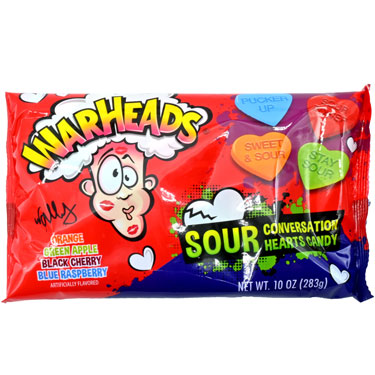 Warheads Sour Conversation Hearts 10oz Bag Expires February 5th 2026