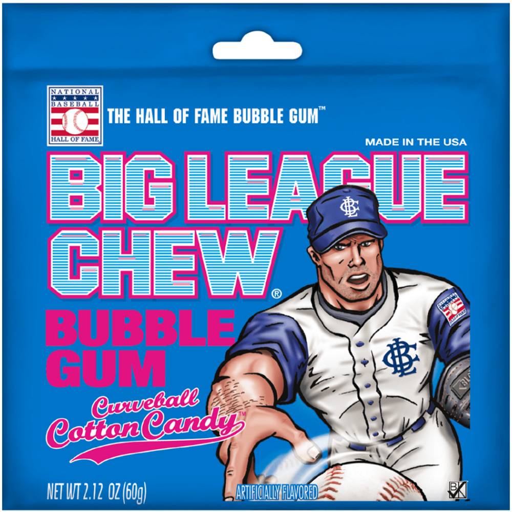 Big League Chew Curveball Cotton Candy Bubble Gum, 2.12 oz Pouch