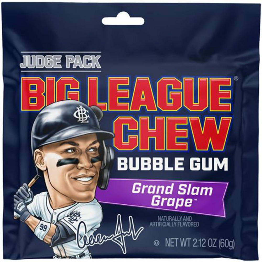 Big League Chew Aaron Judge Grand Slam Grape Bubble Gum, 2.12 oz Pouch