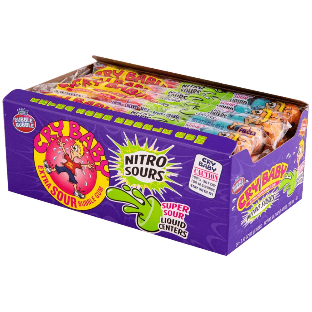 Cry Baby Nitro Sours Gumball Tube 24ct Box 12pk