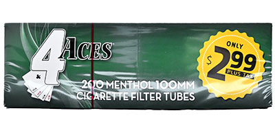 4 Aces Cigarette Tubes Menthol 100s PP 2.99 200ct Box 