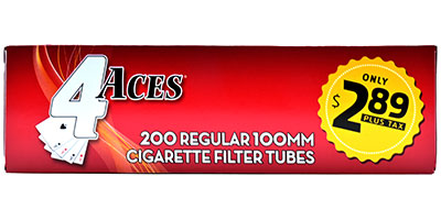 4 Aces Cigarette Tubes Regular 100s PP 2.89 200ct Box 