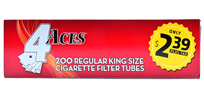 4 Aces Cigarette Tubes Regular King Size PP 2.39 200ct Box 