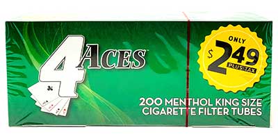 4 Aces Menthol King Size Cigarette Tubes 200ct 
