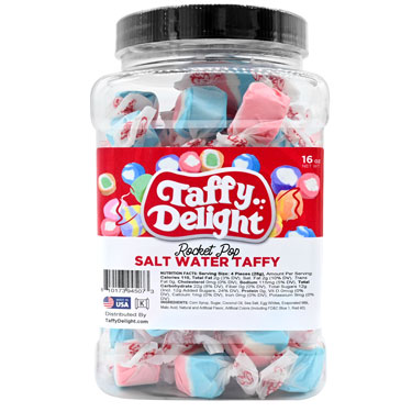 Taffy Delight Rocket Pop Salt Water Taffy 16oz Jar