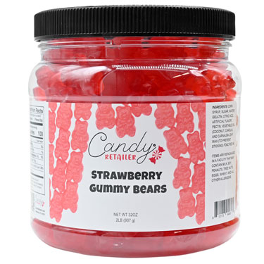 Candy Retailer Gummy Bears Strawberry 32oz Jar