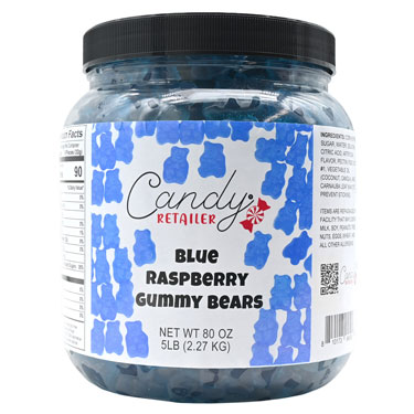 Candy Retailer Gummy Bears Blue Raspberry 5 Lb Jar