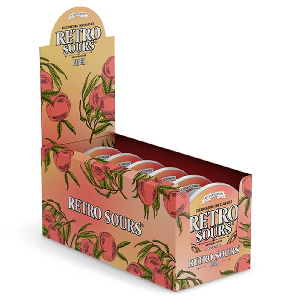 Retro Sours Peach 2.12oz Tin 8ct Box