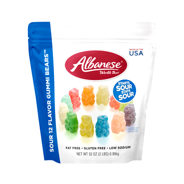 Albanese Sour 12 Flavor Gummi Bears 2lb Bag 