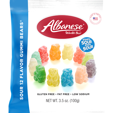 Albanese Sour 12 Flavor Gummi Bears 3.5oz Bag 