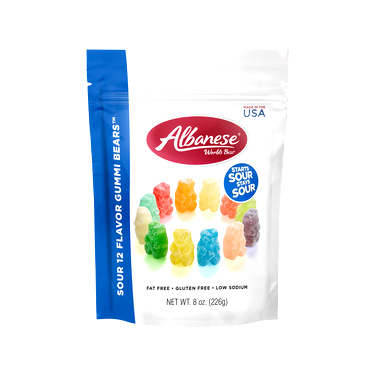 Albanese Sour 12 Flavor Gummi Bears 8oz Bag 