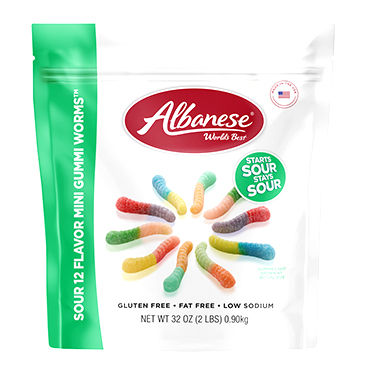 Albanese Sour 12 Flavor Gummi Worms Mini 2lb Bag 