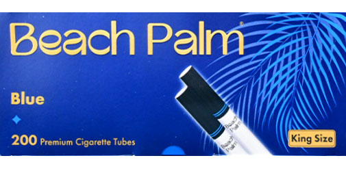Beach Palm Cigarette Tubes Blue Kings 200ct Box 