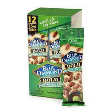 Blue Diamond Almonds Wasabi and Soy Sauce 1.5oz 12ct Box Expires February 26th 2025 