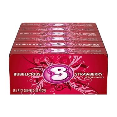 Bubblicious Strawberry 18 Packs of 5 