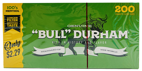 Bull Durham PP Cigarette Tubes Menthol 100s 200ct 