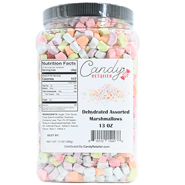 Candy Retailer Dehydrated Assorted Marshmallows 13oz Jar 