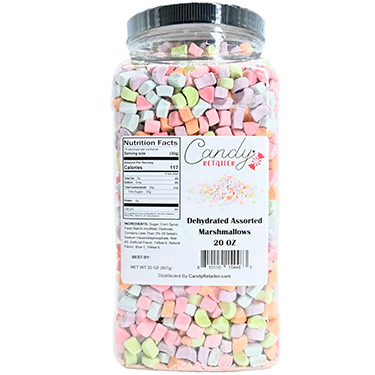 Candy Retailer Dehydrated Assorted Marshmallows 20oz Jar 