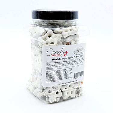 Candy Retailer Snowflake Yogurt Coated Pretzels 1lb Jar 