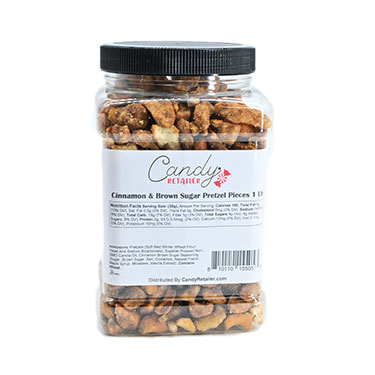 Candy Retailer Cinnamon Brown Sugar Pretzel Pieces 1 Lb Jar 