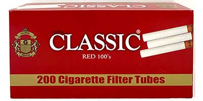 Classic Cigarette Tubes Red 100 200ct 