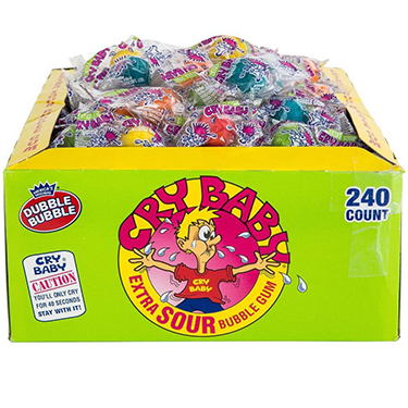 Dubble Bubble Cry Baby Extra Sour Bubble Gum 240ct Box 