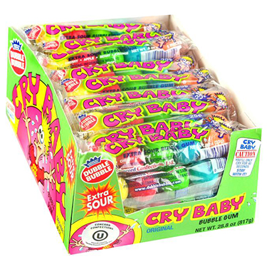 Dubble Bubble Cry Baby Extra Sour Bubble Gum 36ct Box 