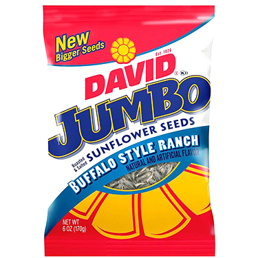 David Jumbo Buffalo Ranch Sunflower Seeds 5.25oz Bag 