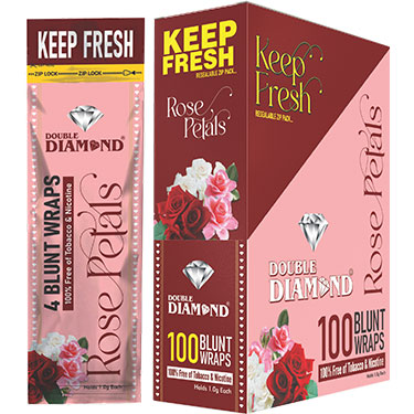 Double Diamond Hemp Wraps Rose Petal 25 Packs of 4 