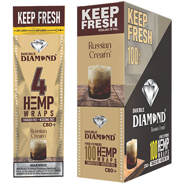 Double Diamond Hemp Wraps Russian Cream 25 Packs of 4 