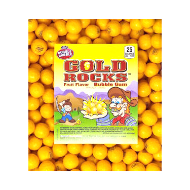 Dubble Bubble 1 Inch Gold Rocks Gumballs 1lb 