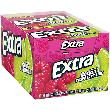 Extra Rockin Raspberry Lime Sugar Free Gum 10ct Box 