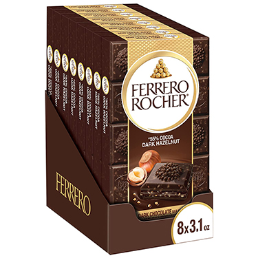 Ferrero Rocher Dark Chocolate Hazelnut Bar 3.1oz 8 Pack 