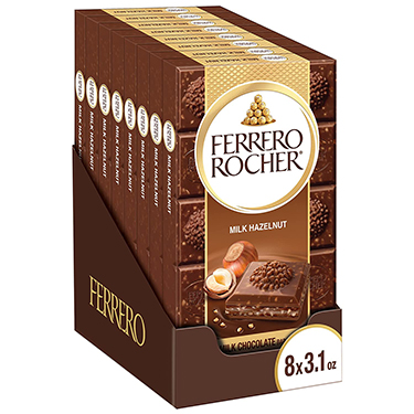 Ferrero Rocher Milk Chocolate Hazelnut Bar 3.1oz 8 Pack 