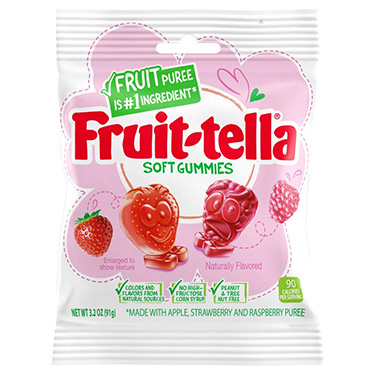 Fruit Tella Gummies Strawberry Raspberry 3.2oz Bag 