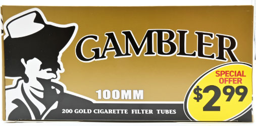 Gambler Cigarette Tubes Gold 100s PP 2.99 200ct Box 