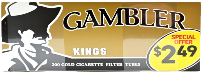 Gambler Cigarette Tubes Gold King Size PP 2.49 200ct Box 