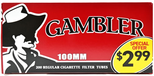 Gambler Cigarette Tubes Regular 100s PP 2.99 200ct Box 