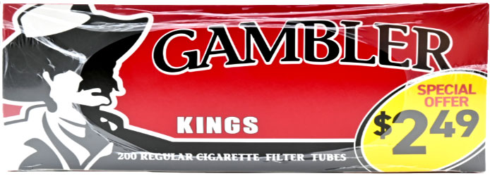 Gambler Cigarette Tubes Regular King Size PP 2.49 200ct Box 