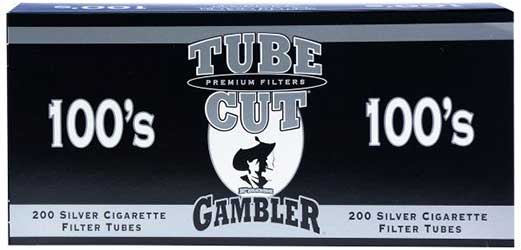 Gambler Tube Cut Cigarette Tubes Silver 100s 200ct 