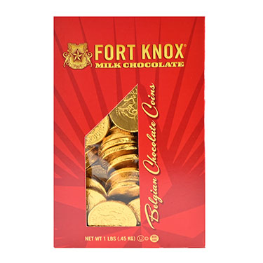 Fort Knox Milk Chocolate Belgium Chocolate Coins 1lb Tower Box 